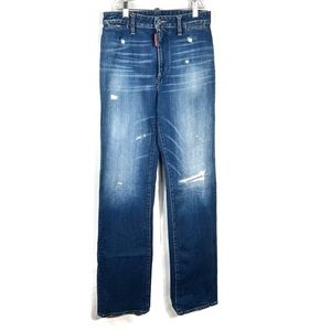 DSquared2 Dalmatia Angel High Waisted Straight Leg Distressed Designer Jeans 6